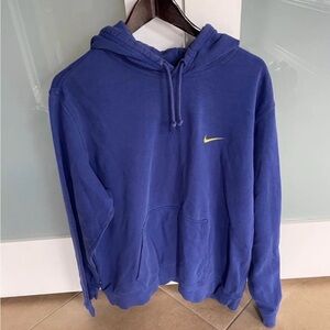 Nike Men's Royal Blue Hoodie with Yellow Logo